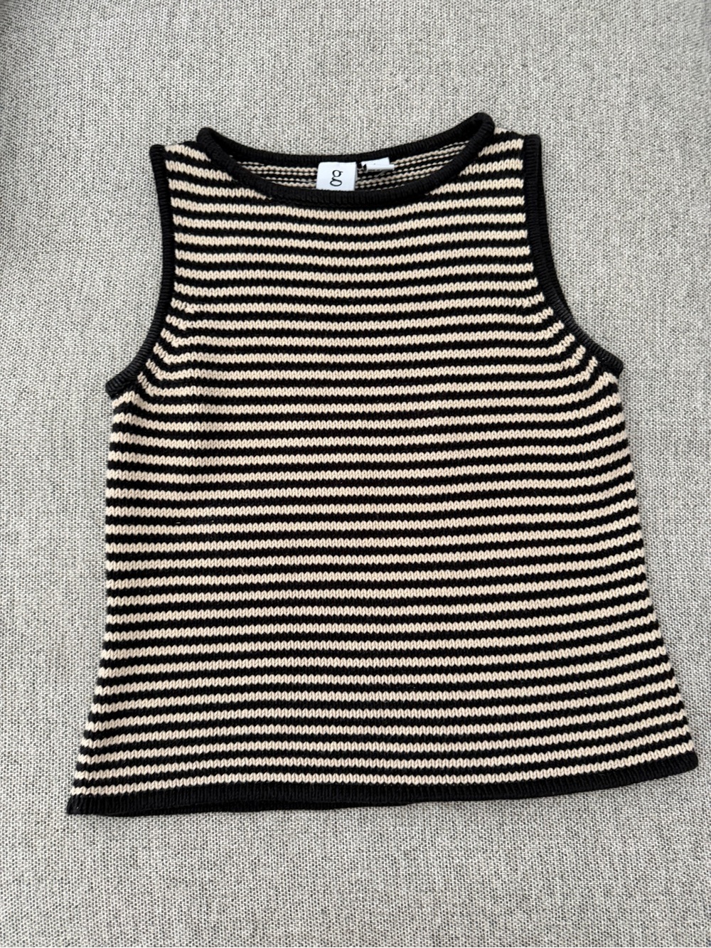 Black & Cream Striped Knit Tank Top